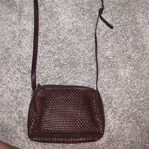 Brown Lattice Cross Body Bag